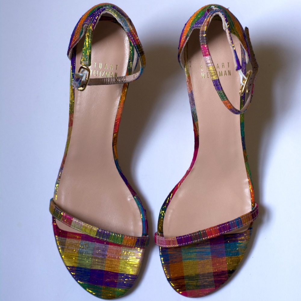 Stuart Weitzman Naked Printed Plaid d'Orsay Sandal